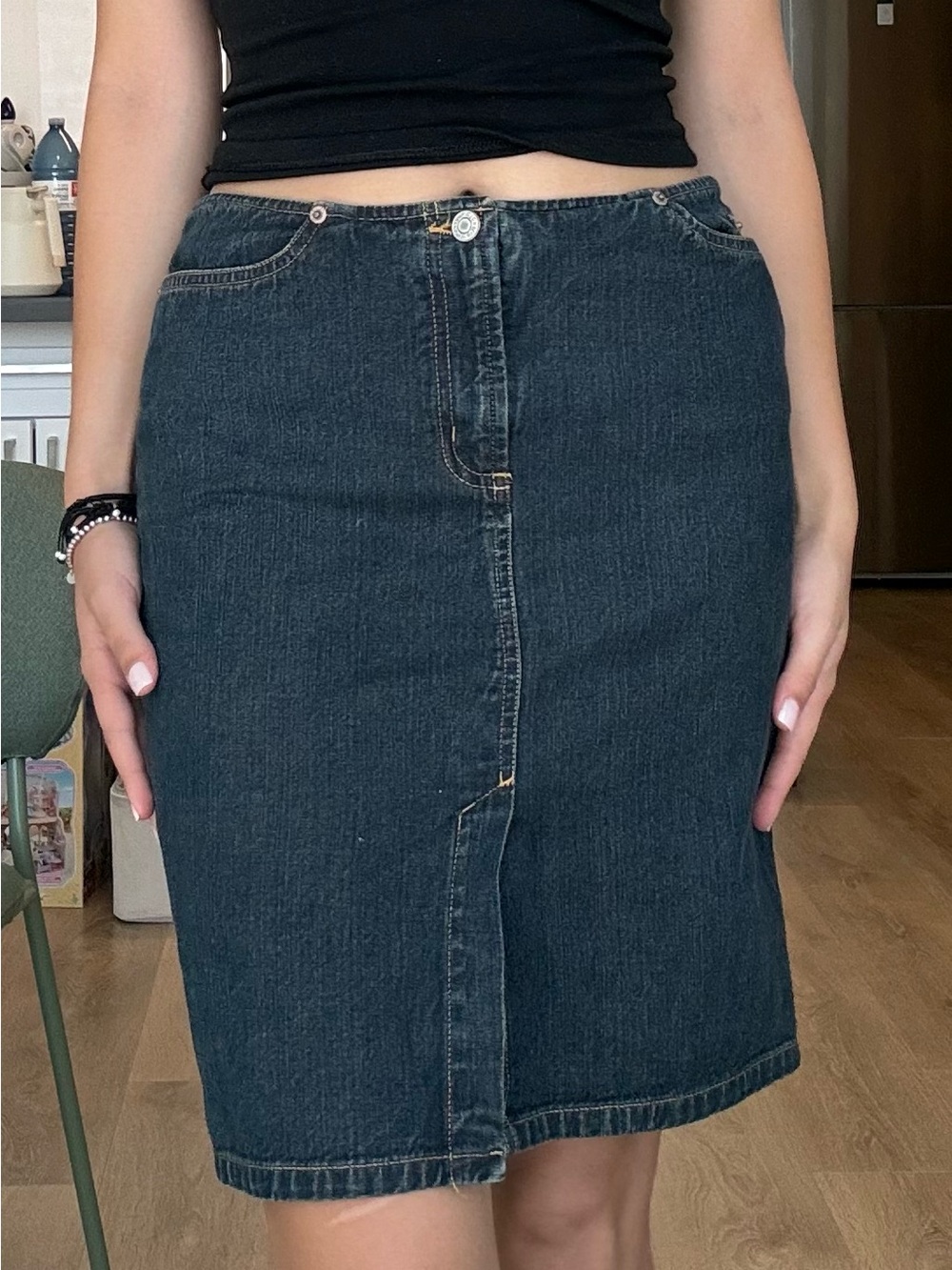 Dark Blue Denim Pencil Skirt